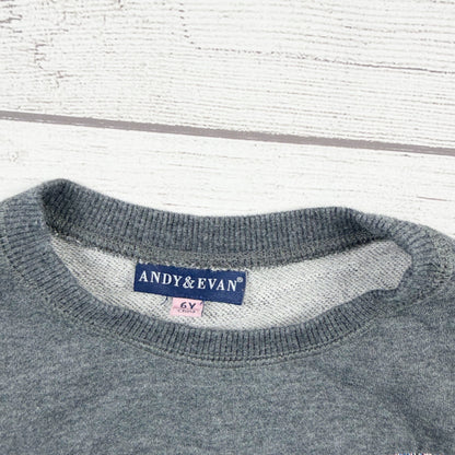 Andy & Evan Girls Sweatshirt Tunic Dress Gray Fringe Ruffle Hem 6