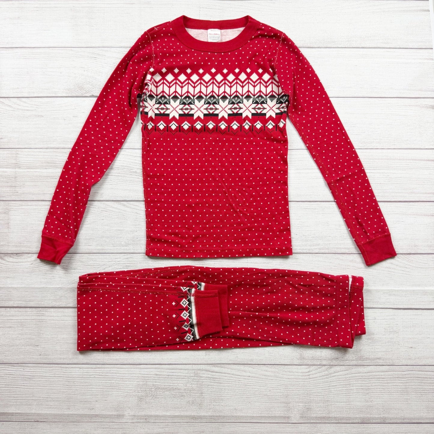 Hanna Andersson Kids Organic Cotton Holiday Pajama Set Winter Fair Isle Print 10