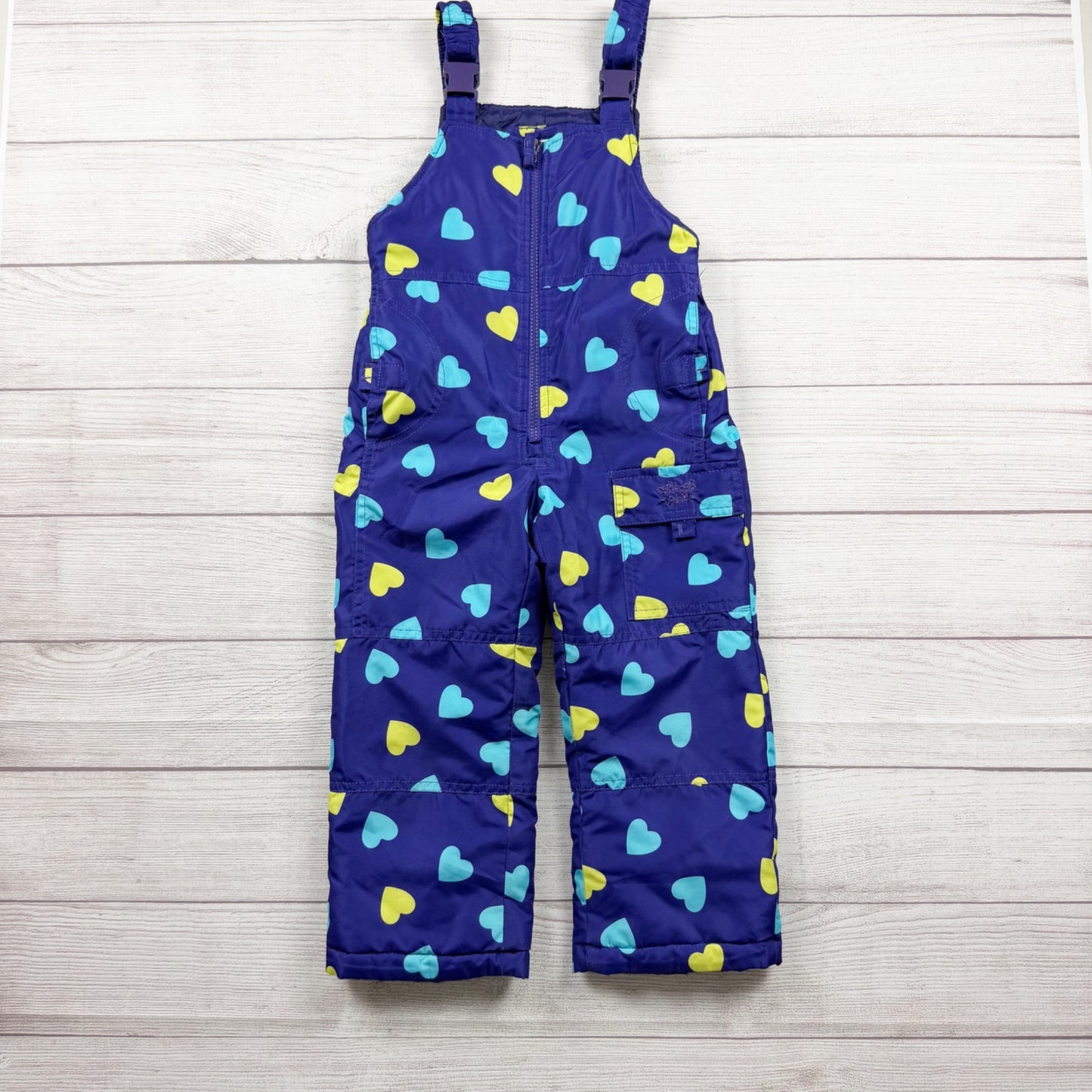 OshKosh Bgosh Girls Heart Print Insulated Snow Bib Overalls Adjustable Straps 4