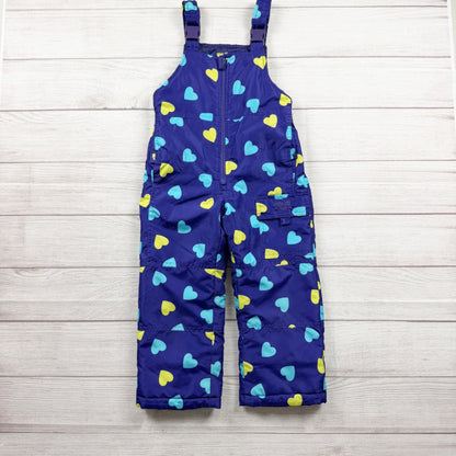 OshKosh Bgosh Girls Heart Print Insulated Snow Bib Overalls Adjustable Straps 4