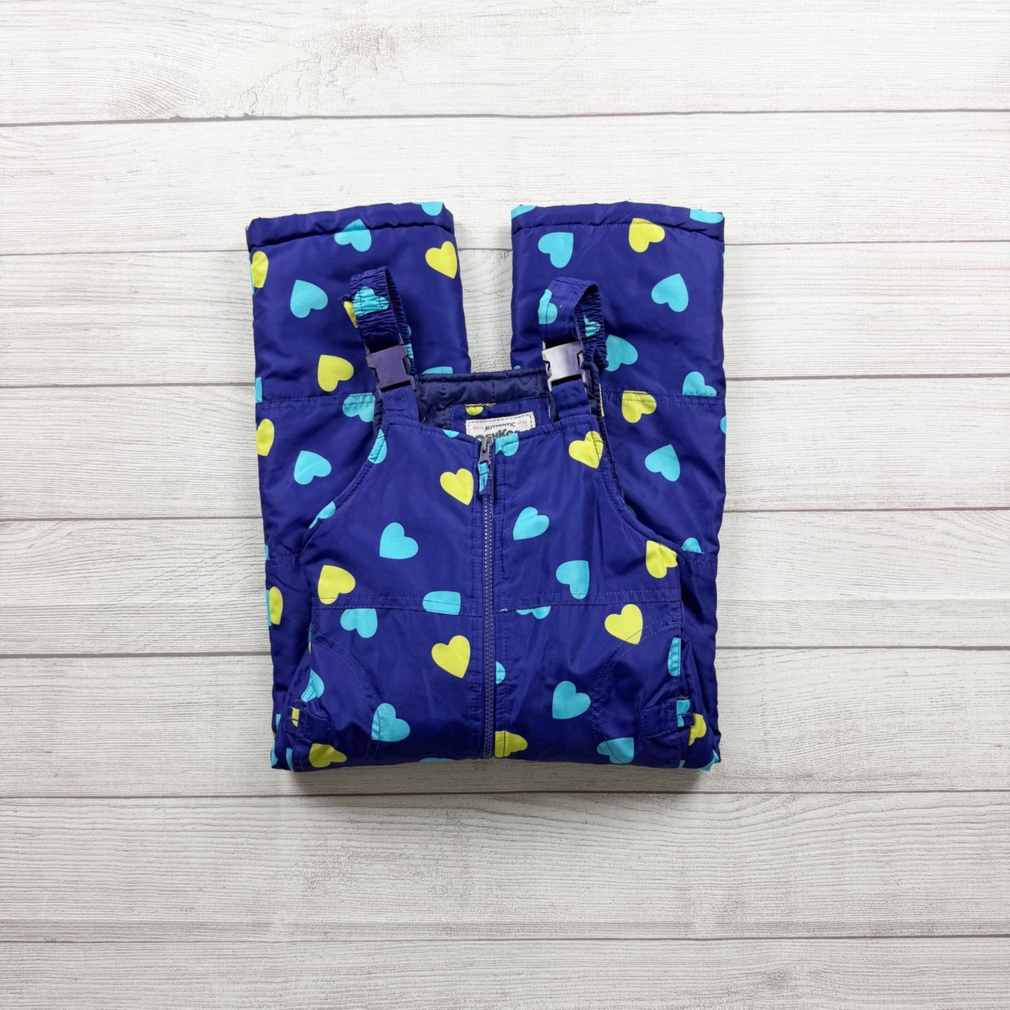 OshKosh Bgosh Girls Heart Print Insulated Snow Bib Overalls Adjustable Straps 4