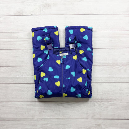 OshKosh Bgosh Girls Heart Print Insulated Snow Bib Overalls Adjustable Straps 4