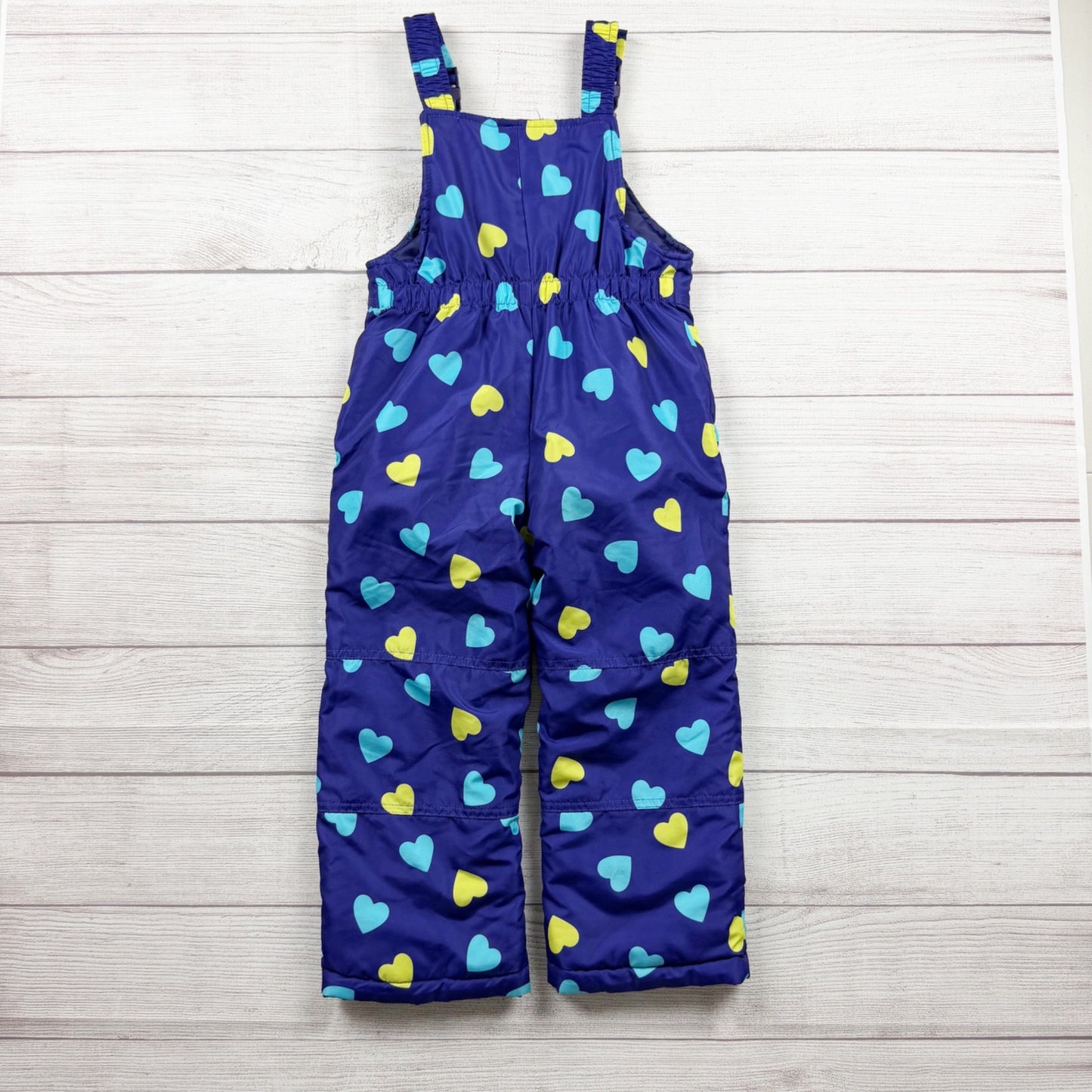 OshKosh Bgosh Girls Heart Print Insulated Snow Bib Overalls Adjustable Straps 4