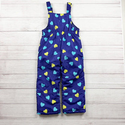OshKosh Bgosh Girls Heart Print Insulated Snow Bib Overalls Adjustable Straps 4