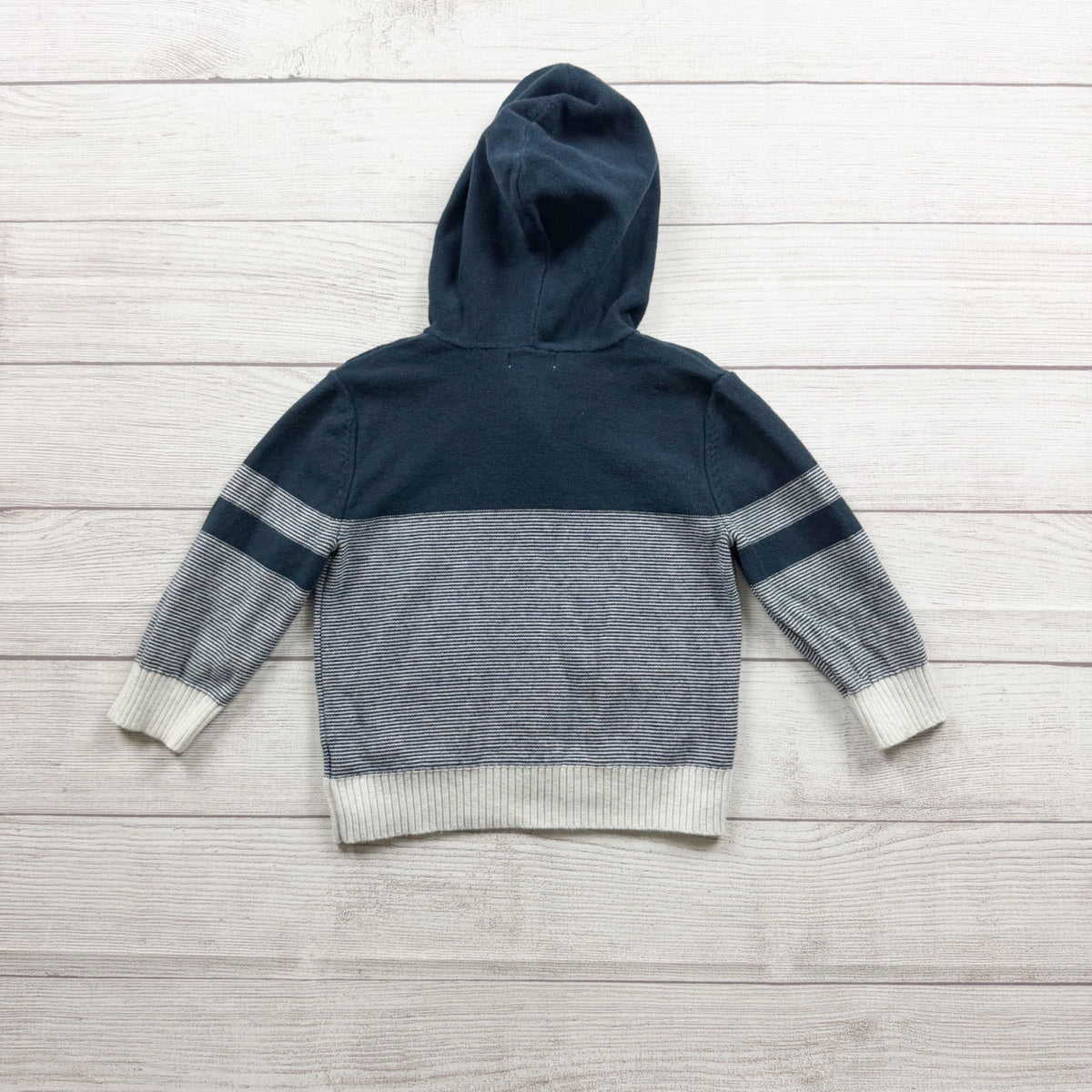 Cat & Jack Toddler Boys Navy Blue Striped Hooded Sweater Cotton Blend 2T