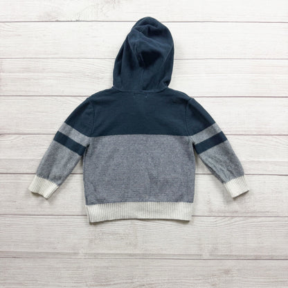 Cat & Jack Toddler Boys Navy Blue Striped Hooded Sweater Cotton Blend 2T