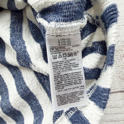 Old Navy Girls Beach Vibes Striped Hooded Pullover Navy White L 10-12