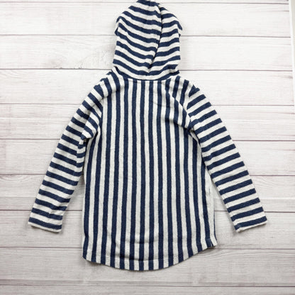 Old Navy Girls Beach Vibes Striped Hooded Pullover Navy White L 10-12