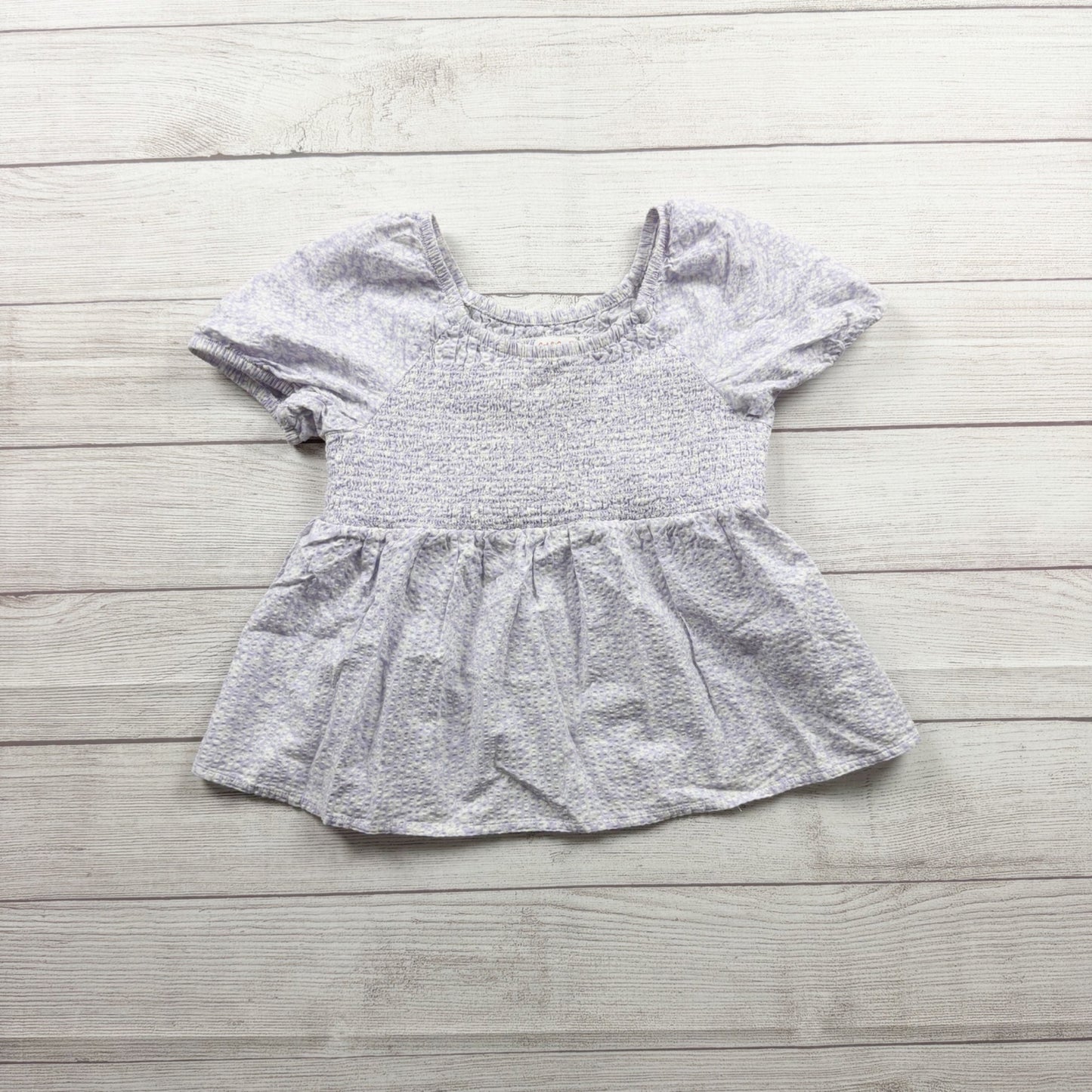 Cat & Jack Girls’ Smocked Purple Floral Short-Sleeve Peplum Top L 10-12