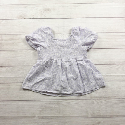 Cat & Jack Girls’ Smocked Purple Floral Short-Sleeve Peplum Top L 10-12