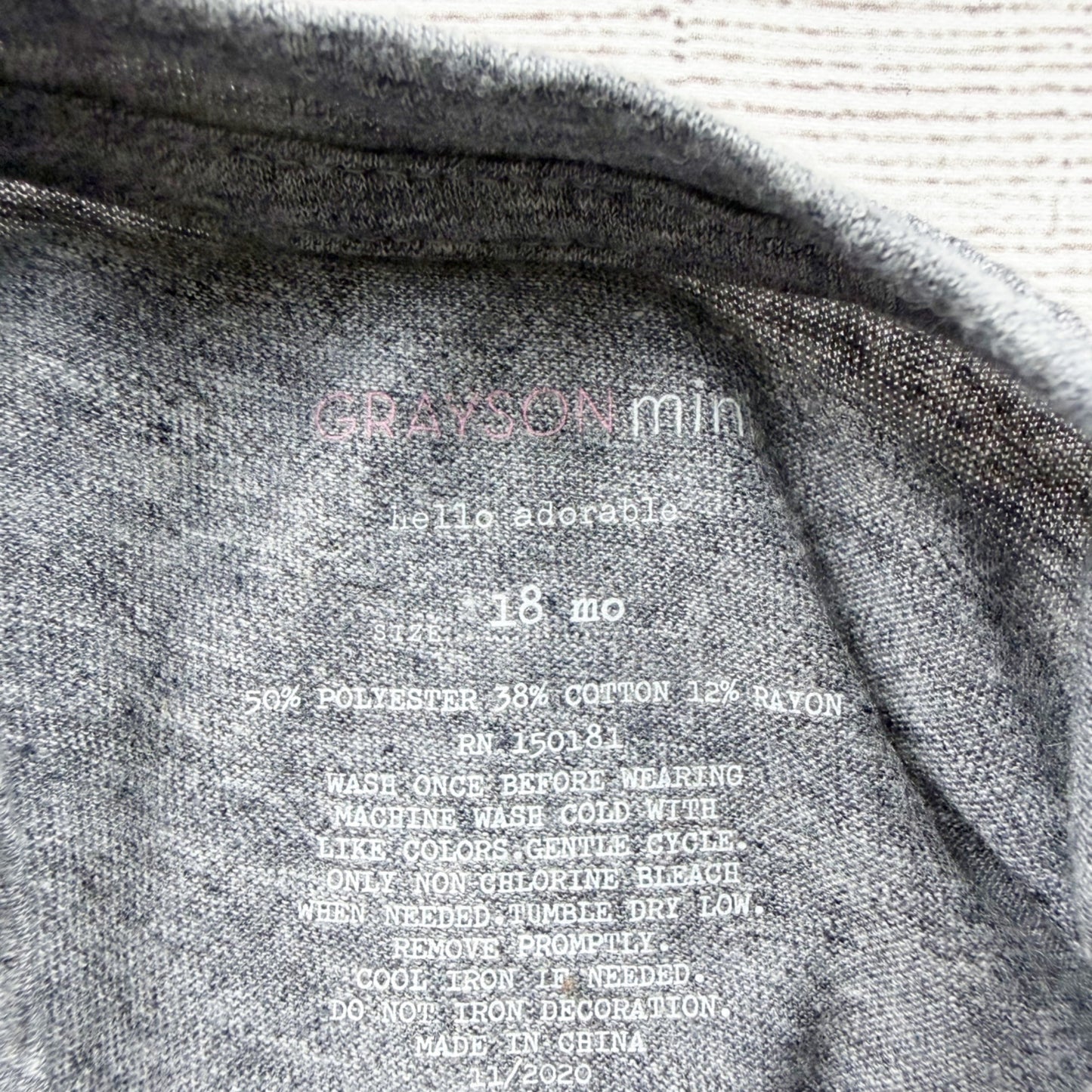 Grayson Mini Baby Girls Gray "Happy" Graphic Short Sleeve Dress 12-18 Months
