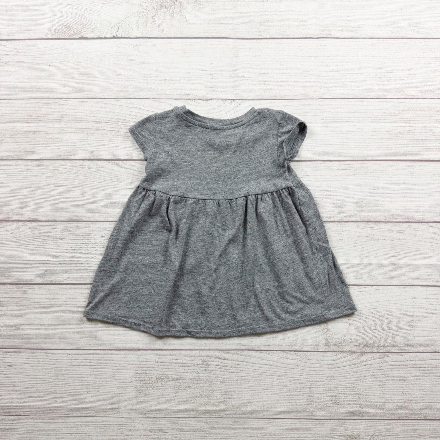 Grayson Mini Baby Girls Gray "Happy" Graphic Short Sleeve Dress 12-18 Months
