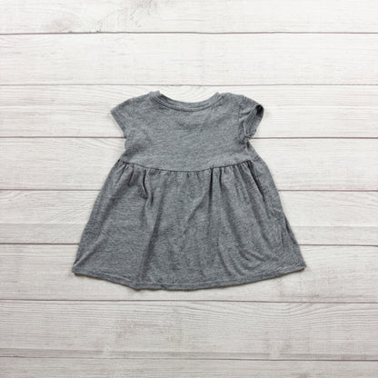 Grayson Mini Baby Girls Gray "Happy" Graphic Short Sleeve Dress 12-18 Months