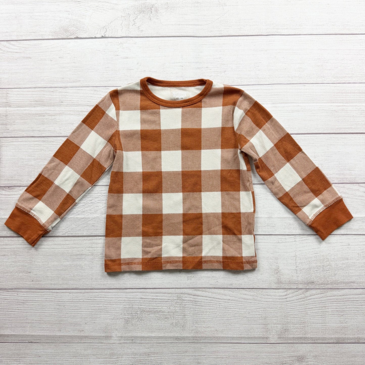 The Children's Place Boys Long Sleeve Buffalo Plaid Waffle Knit Shirt 4T