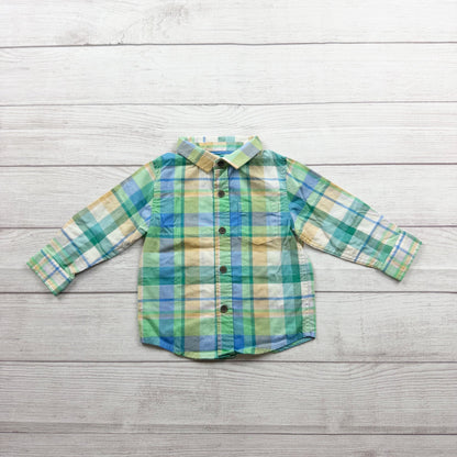 Cat & Jack Baby Boys Plaid Button Down Shirt Long Sleeve Multicolor 12-18 Months