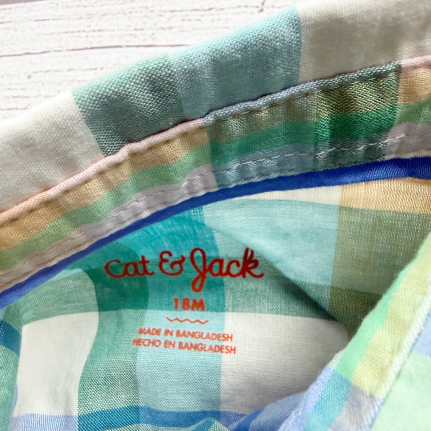 Cat & Jack Baby Boys Plaid Button Down Shirt Long Sleeve Multicolor 12-18 Months