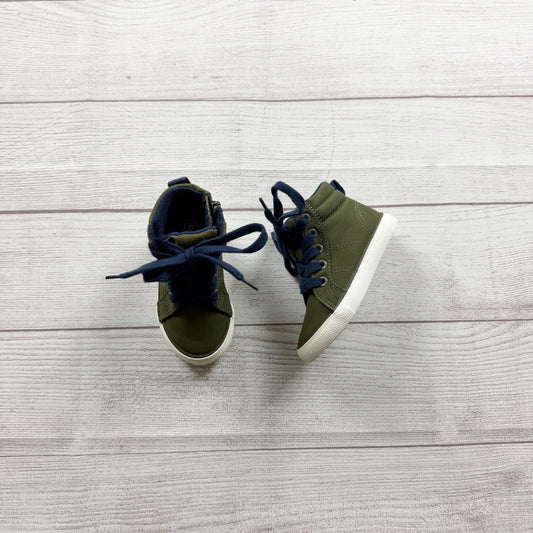 Cat & Jack Lace Up High Top Sneakers Olive Green Navy Toddler Casual Shoes 6