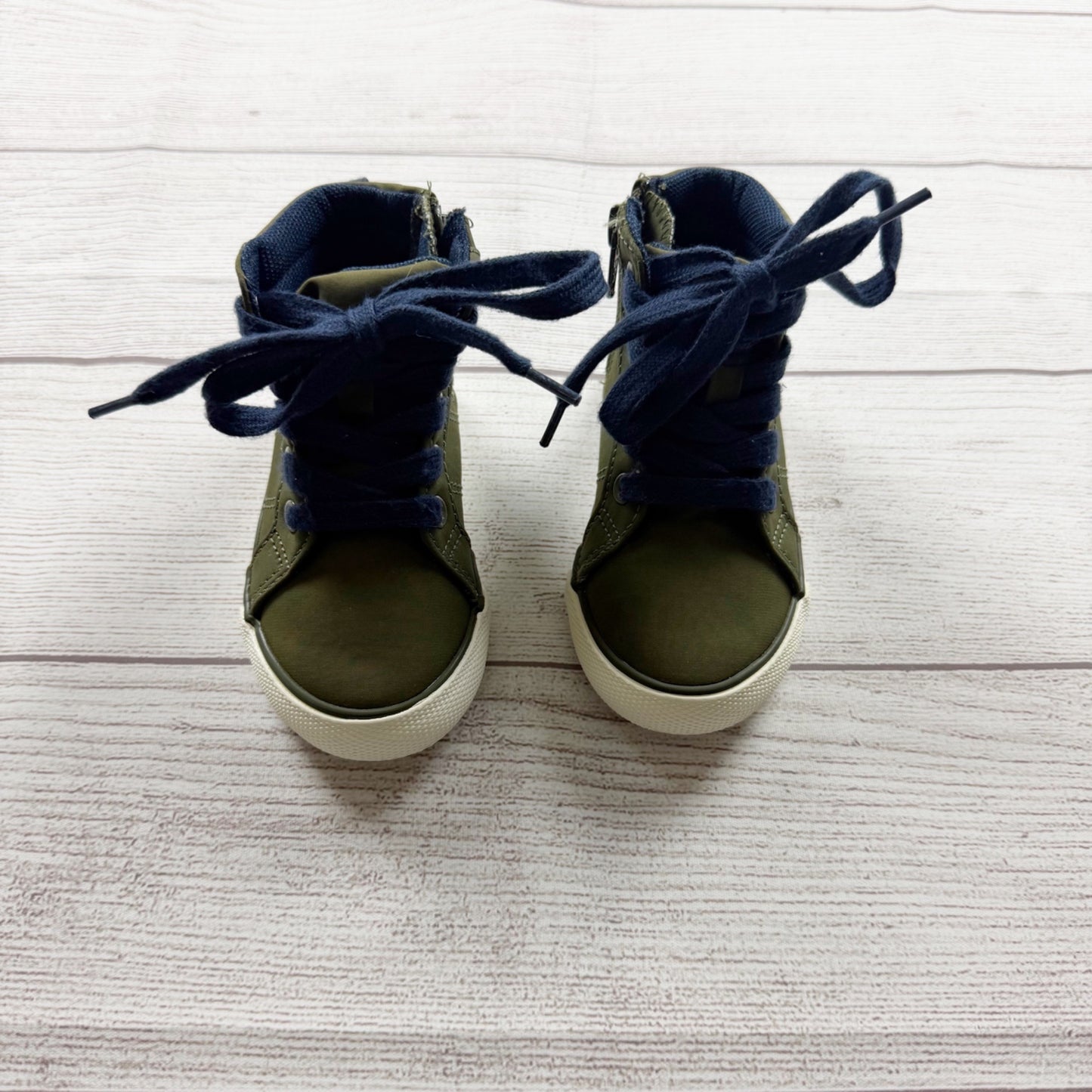 Cat & Jack Lace Up High Top Sneakers Olive Green Navy Toddler Casual Shoes 6