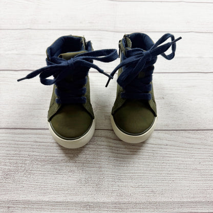 Cat & Jack Lace Up High Top Sneakers Olive Green Navy Toddler Casual Shoes 6