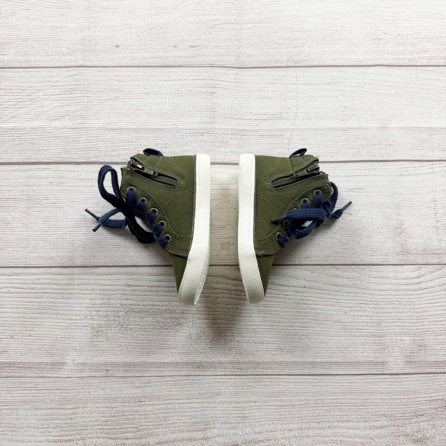 Cat & Jack Lace Up High Top Sneakers Olive Green Navy Toddler Casual Shoes 6