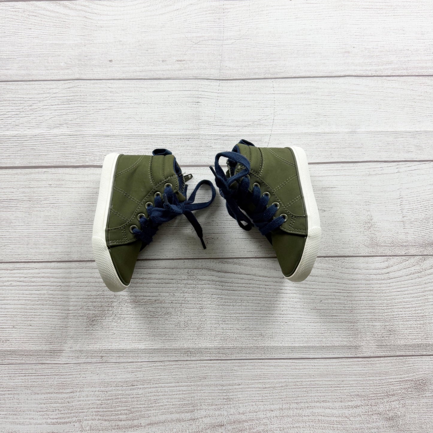 Cat & Jack Lace Up High Top Sneakers Olive Green Navy Toddler Casual Shoes 6