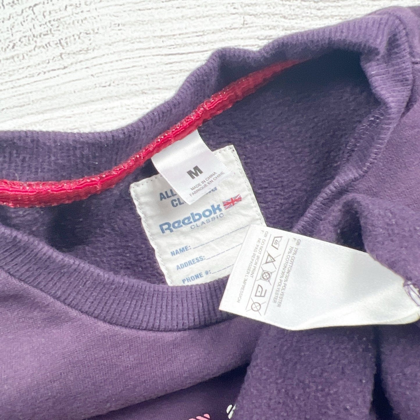 Reebok Classic Purple Graphic Crew Neck Sweatshirt Medium