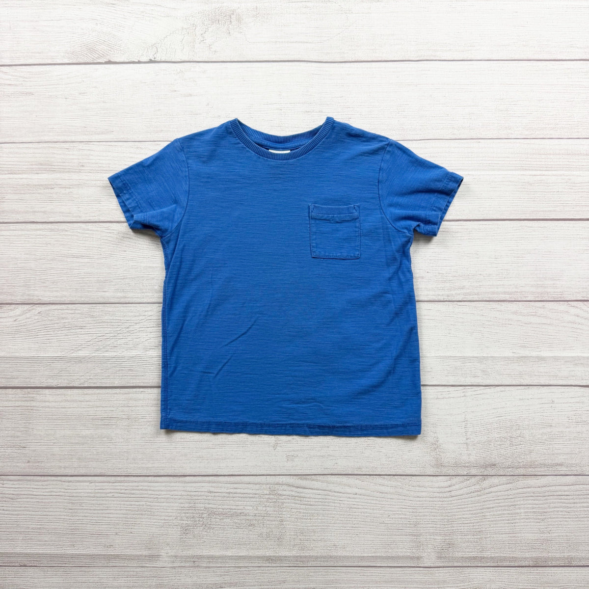 Zara Boys Blue Short Sleeve Cotton Pocket Crewneck T-Shirt Lightweight Casual 4-5