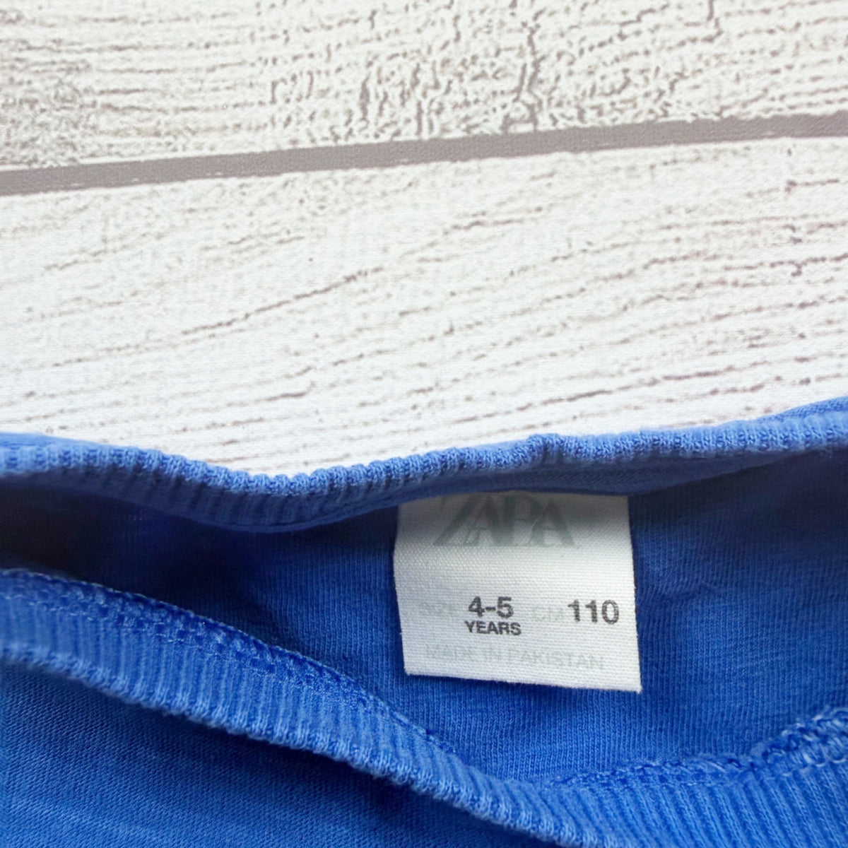 Zara Boys Blue Short Sleeve Cotton Pocket Crewneck T-Shirt Lightweight Casual 4-5