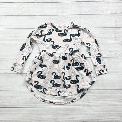 Hux Baby Girls Organic Cotton Swan Print Long Sleeve Dress 6