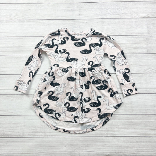 Hux Baby Girls Organic Cotton Swan Print Long Sleeve Dress 6