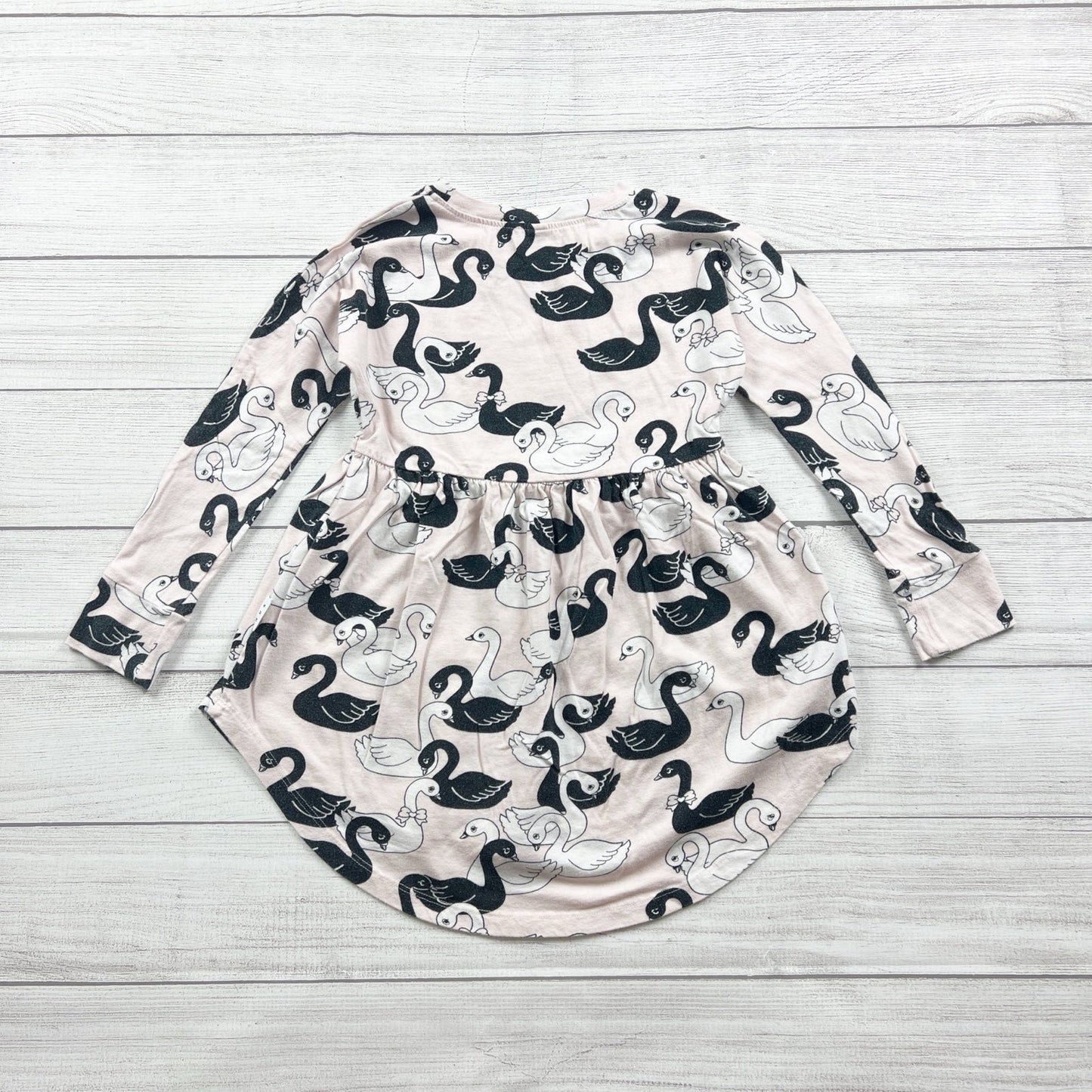 Hux Baby Girls Organic Cotton Swan Print Long Sleeve Dress 6