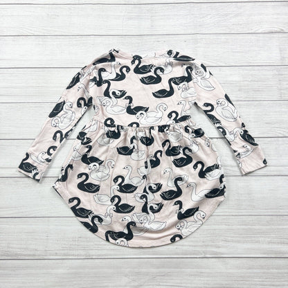 Hux Baby Girls Organic Cotton Swan Print Long Sleeve Dress 6
