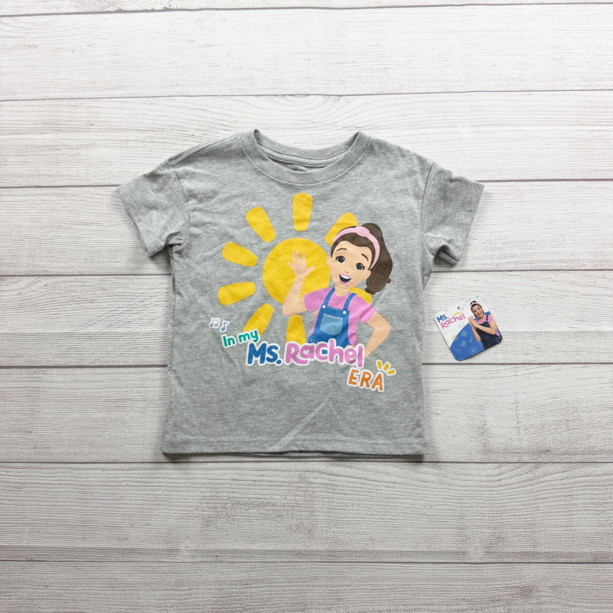Ms. Rachel Gray Graphic Tee "In My Ms. Rachel Era" Sunshine Print NWT 3T