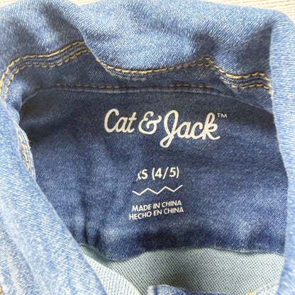 Cat & Jack Girls Denim Jacket Blue Snap Front Jean Jacket XS 4-5