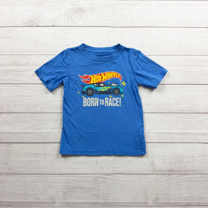 Hot Wheels Boys Graphic Tee Blue "Born To Race!" 100% Cotton 5T