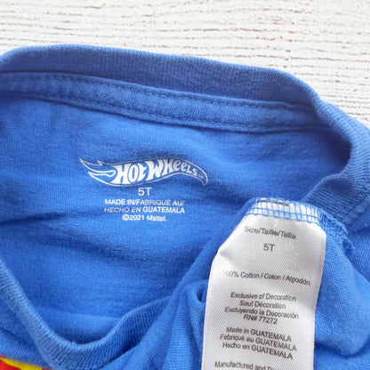 Hot Wheels Boys Graphic Tee Blue "Born To Race!" 100% Cotton 5T