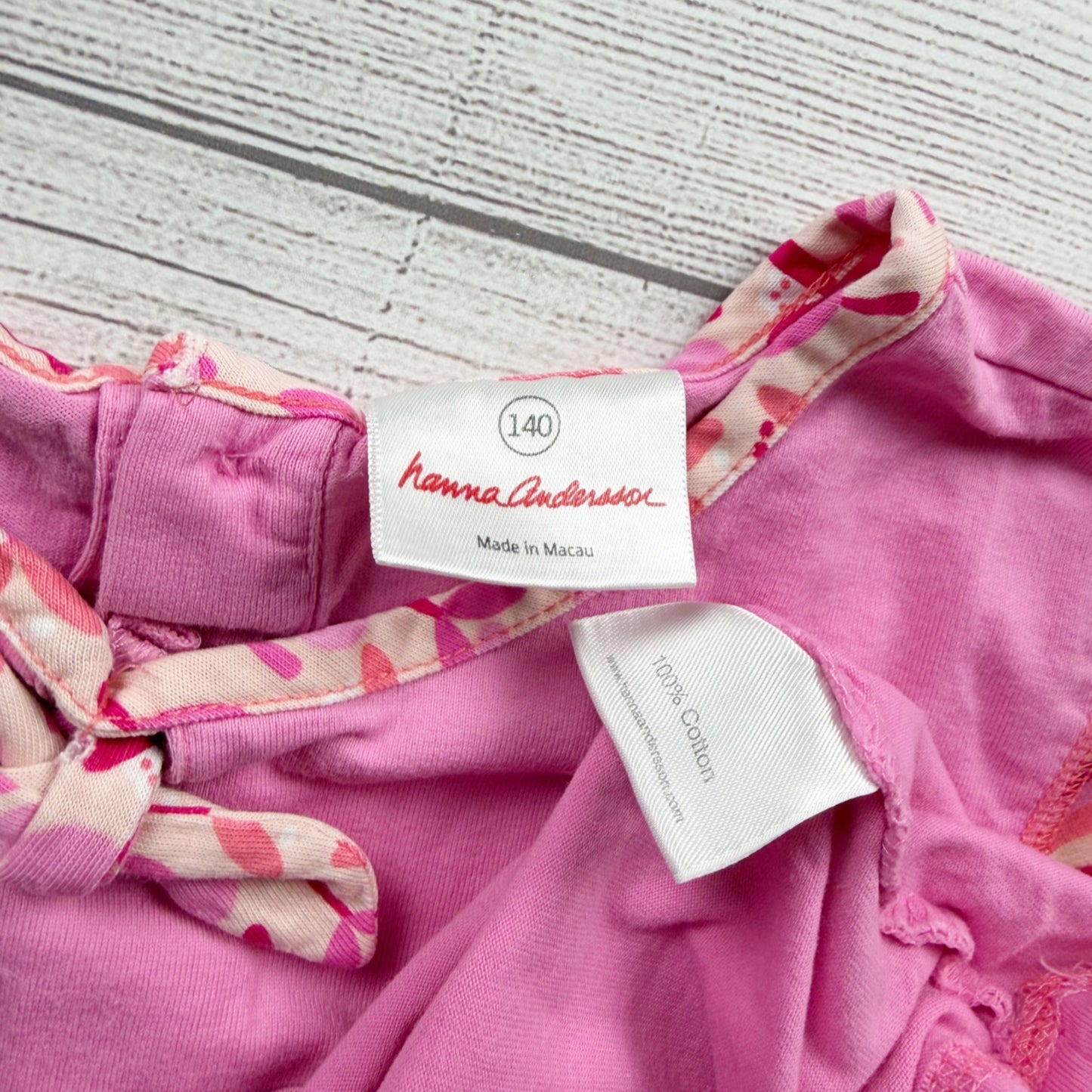 Hanna Andersson Girls Long Sleeve T-Shirt Pink Striped Sleeve Crew Neck Tee 10