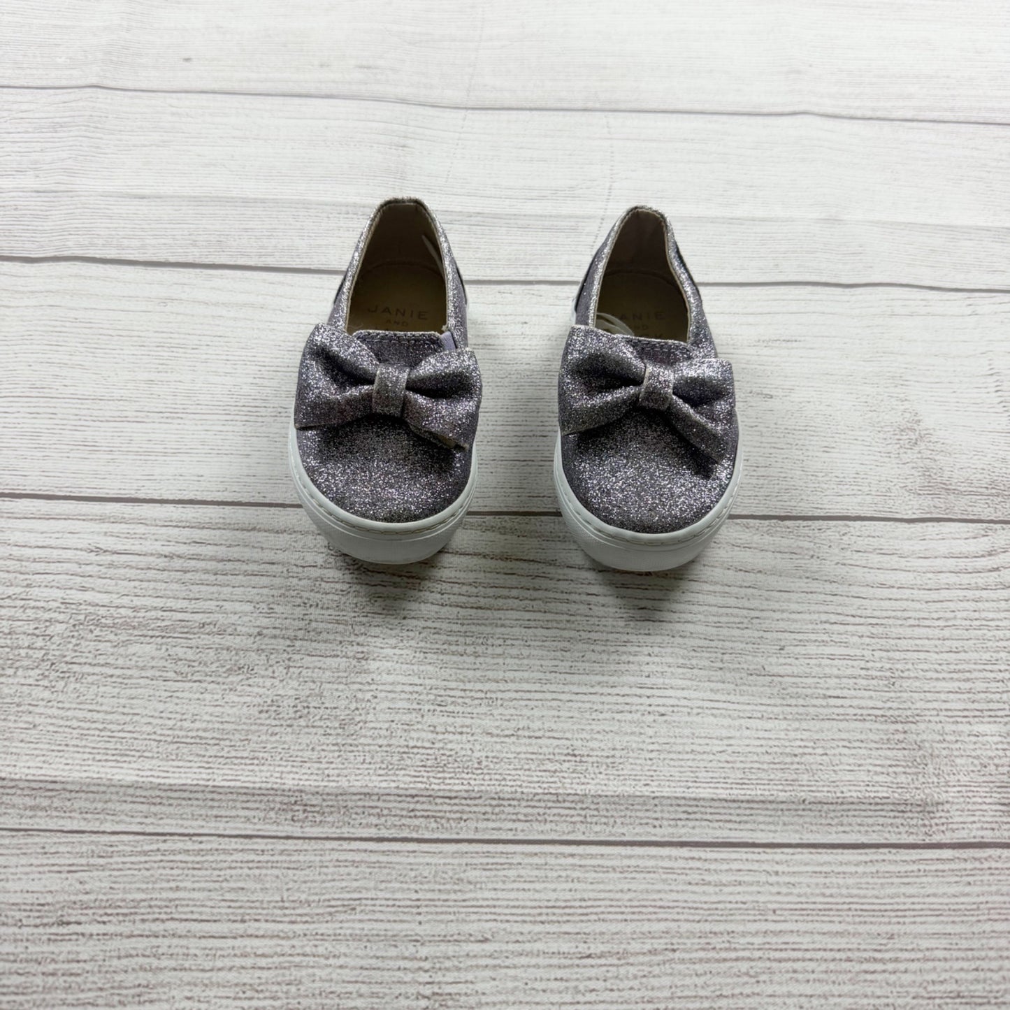 Janie and Jack Toddler Slip On Shoes Purple Glitter Bow Sneakers 5