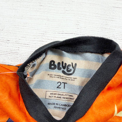 Bluey Halloween Toddler Pajama Set Pumpkin Design Orange Striped NWT 2T