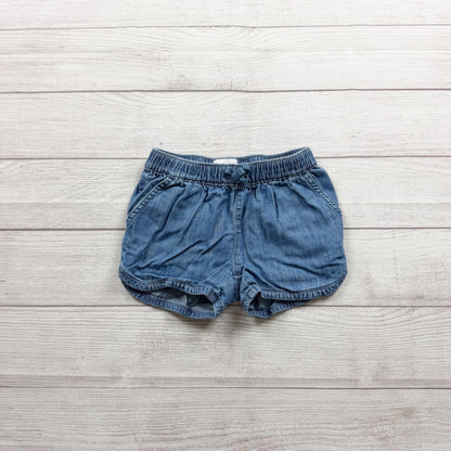 Children’s Place Girls Denim Look Chambray Elastic Waist Pull On Shorts 6