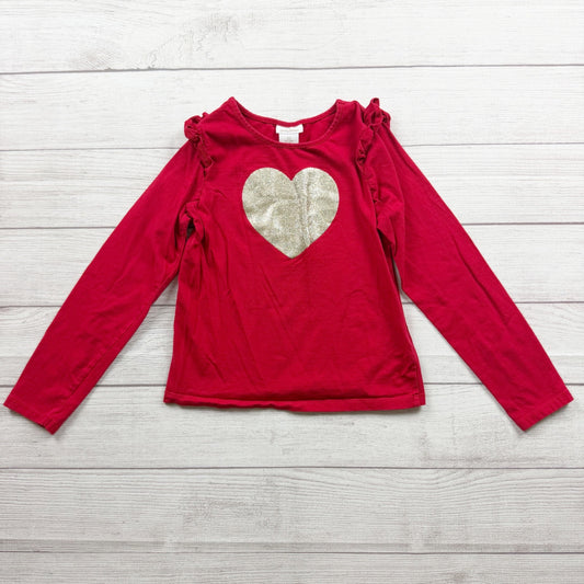 Tommy Bahama Girls Gold Glitter Heart Long Sleeve Shirt Cotton Blend Red 8