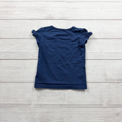 Carters’s Toddler Girls Navy Blue T-Shirt Floral Butterfly Embroidered 2T