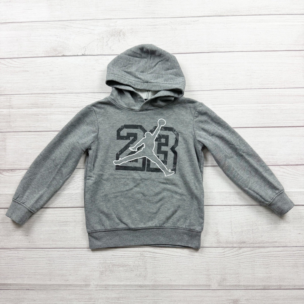 Air Jordan Boys Grey Hoodie Sweatshirt Jumpman Number Print S 5