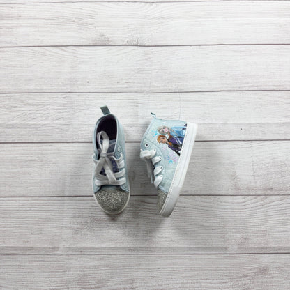 Disney Frozen Girls High Top Sneakers Lace Up Shoes Elsa Anna Canvas 11