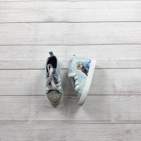 Disney Frozen Girls High Top Sneakers Lace Up Shoes Elsa Anna Canvas 11
