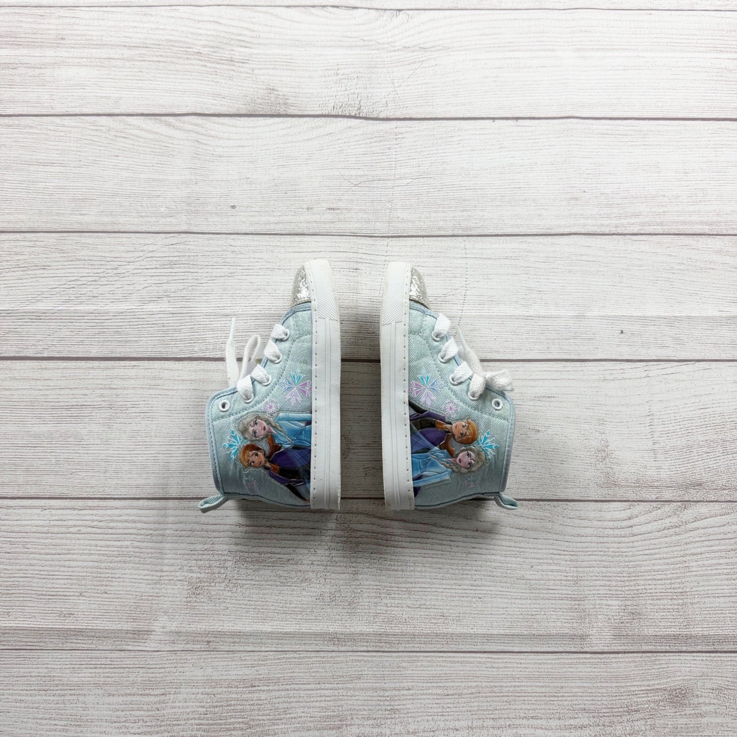 Disney Frozen Girls High Top Sneakers Lace Up Shoes Elsa Anna Canvas 11