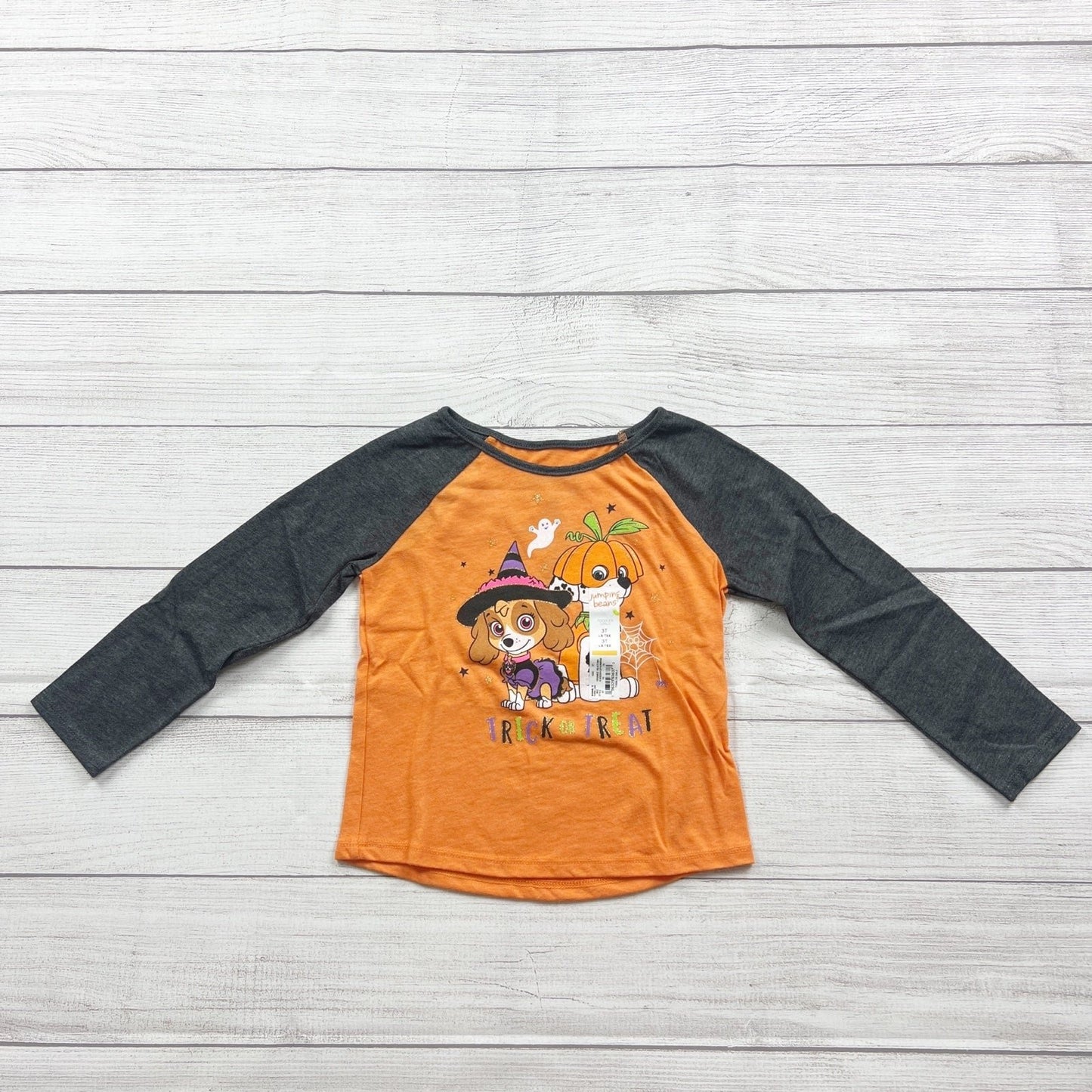 Jumping Beans Paw Patrol Girls Halloween Raglan Tee Trick Or Treat NWT 3T
