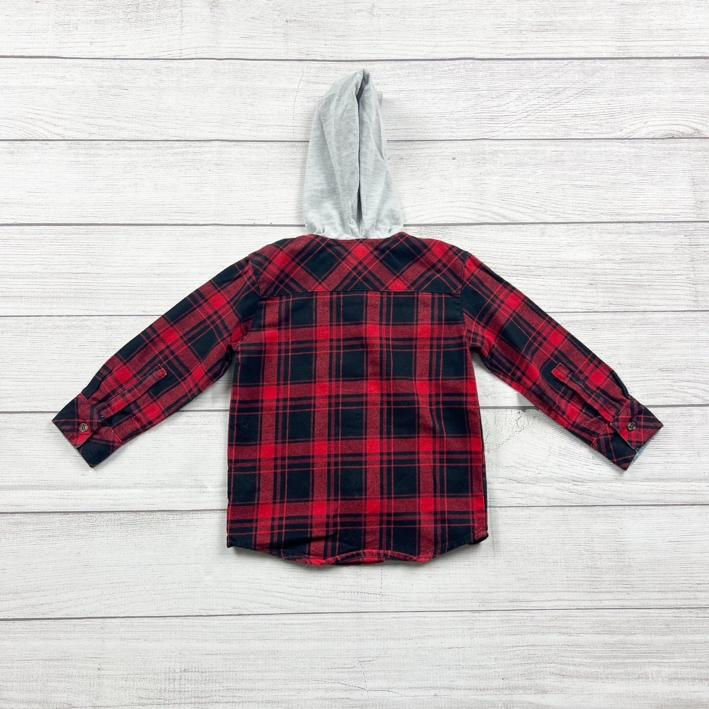 7 For All Mankind Plaid Hooded Shirt Jacket Toddler Boys Button Up Flannel 2T