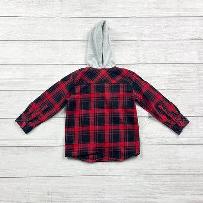 7 For All Mankind Plaid Hooded Shirt Jacket Toddler Boys Button Up Flannel 2T