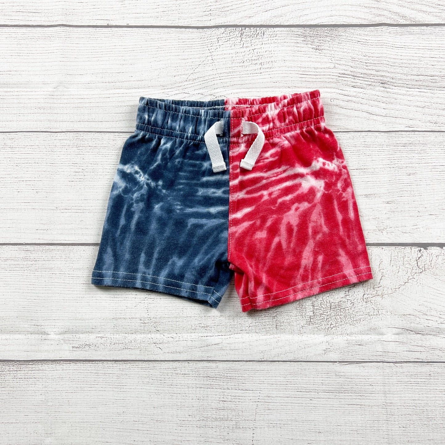 Celebrate Patriotic Tie Dye Shorts Blue Red Cotton Blend 6-9 Months